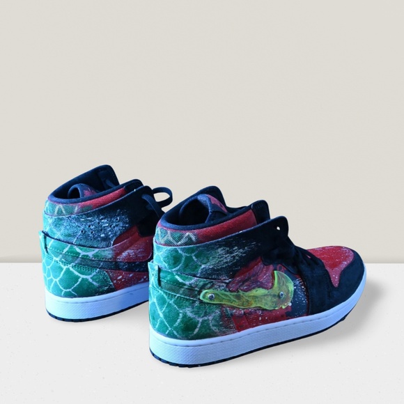 Hand-Painted Nike Airfare Sneakers – One-of-a-Kind Custom Design - Picture 3 of 4